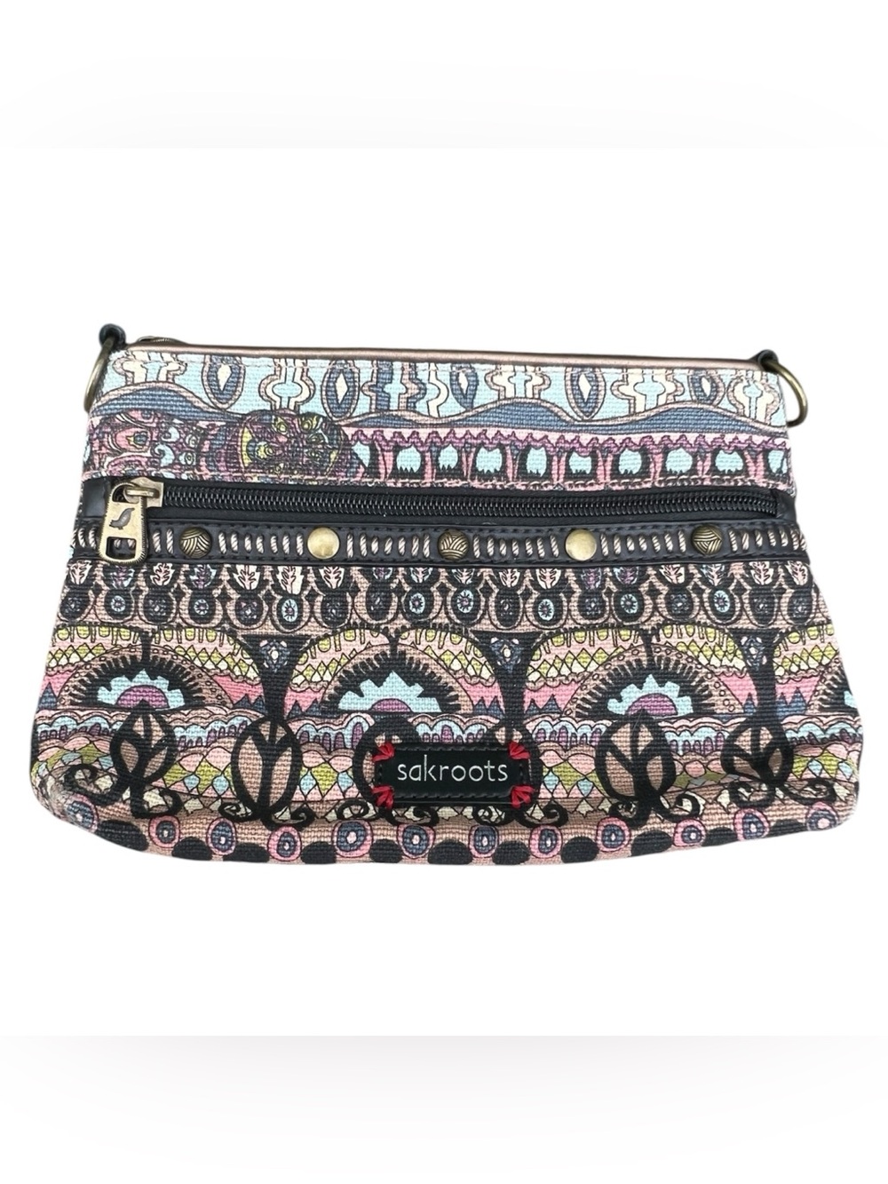 SakRoots by Sak Peace fabric multicolor boho  clutch -missing straps